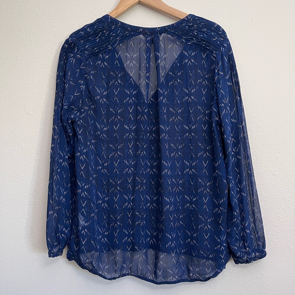 Lucky Brand Peasant Sheer Blouse color Blue in size Large - Picture 4 of 8